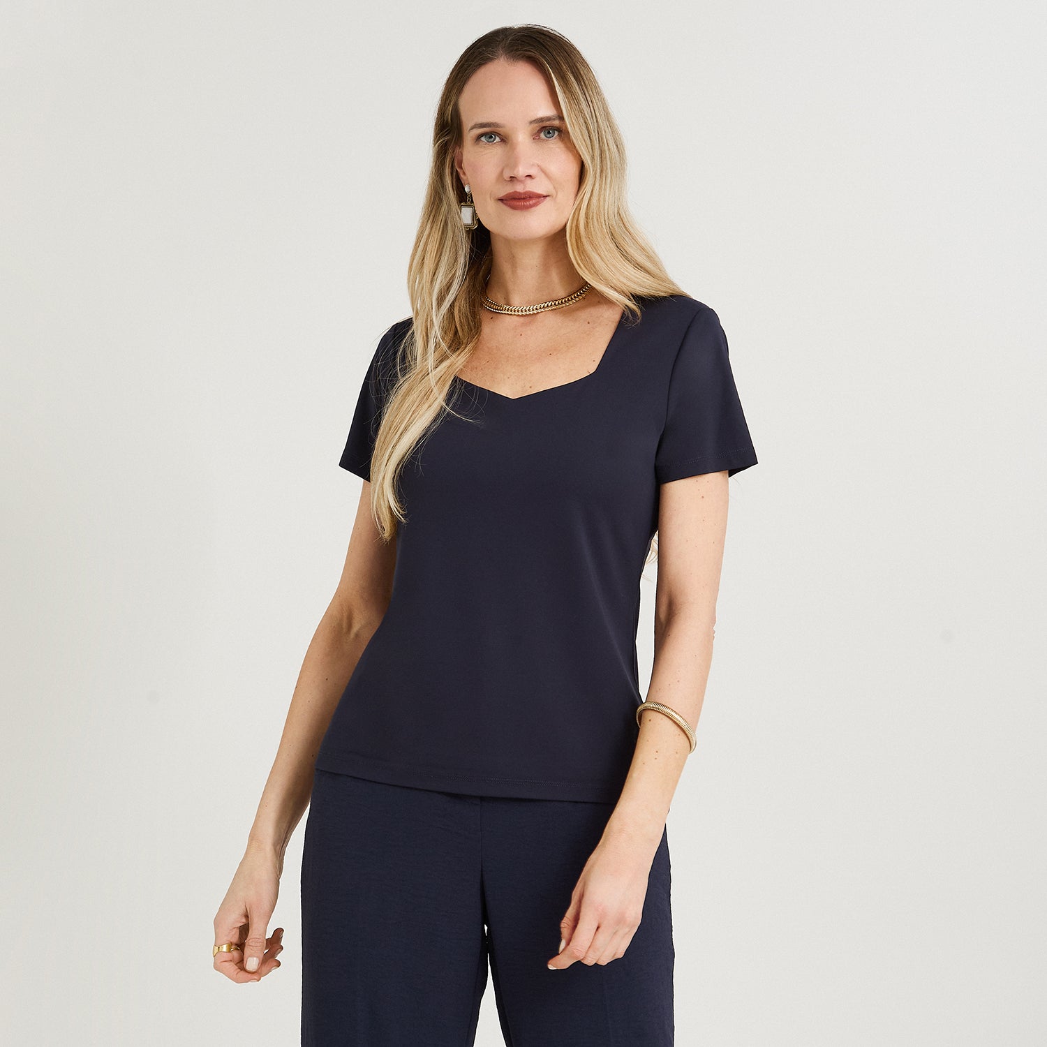Polera Manga Corta Básica Azul